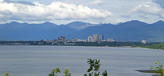 Anchorage Backdropped by Chugach Mountains
